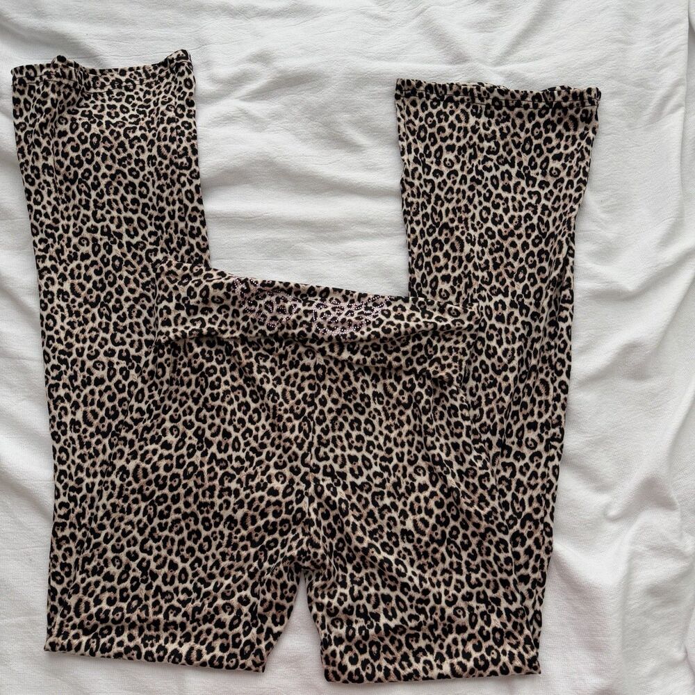 Refuge Leopard Print Rhinestone Ankle Leggings Stretch Elastic Waist Women S